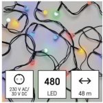 EMOS Vánoční osvětlení 480 LED cherry řetěz kuličky 48 m venkovní i vnitřní multicolor časovač D5AM07 – Zbozi.Blesk.cz