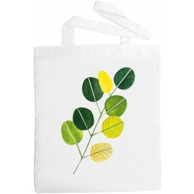 Malesach taška s potiskem zelené listy bílá – Zboží Mobilmania