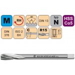 Závitník strojní M3x0,5 ISO2 HSSCo5 DIN 376 RSP154400 CZZ4400-M3-ISO2