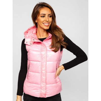 Bolf dámská prošívaná vesta s kapucí SW025 světle růžová – Zboží Mobilmania