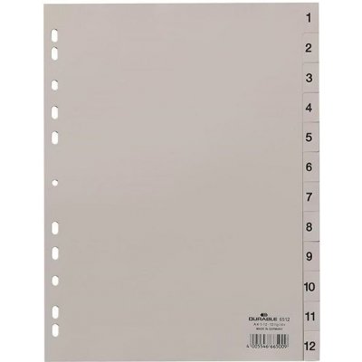 DURABLE plastový, A4, šedý, 1-12 – Sleviste.cz