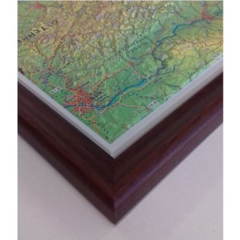 Georelief Tyrolsko - plastická mapa 80 x 60 cm Varianta: mapa v dřevěném rámu, Provedení: Pinos tmavě hnědý