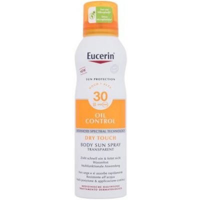 Eucerin Sun Oil Control Body Sun Spray Dry Touch SPF30 unisex voděodolný transparentní sprej na opalování pro aknózní pokožku 200 ml – Zboží Mobilmania