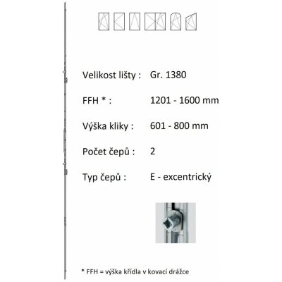 ROTO NX Lišta převodu variabilní Gr.1380 / 1201-1600 / 2