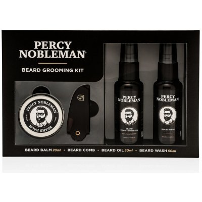 Percy Nobleman Beard Care šampon na vousy 30 ml + olej na vousy 30 ml + vosk na knír 20 ml + hřebínek na vousy dárková sada – Zboží Mobilmania