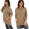 Dámský svetr a pulovr Fashionweek Damska bavlněná halenka pohodlná volná asymetrická oversize pro moletky Mf636 Camel