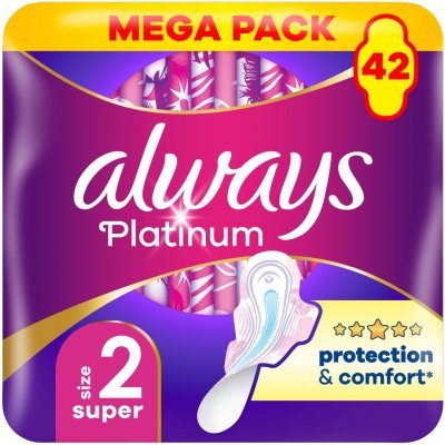 Always Platinum Super velikost 2 Vložky s křidélky 42 ks – Zbozi.Blesk.cz