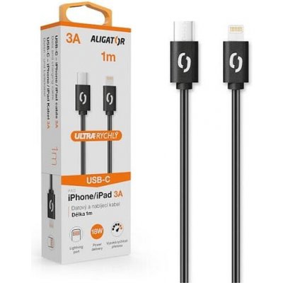 Aligator DATKP33 POWER 3A, USB-C/Lightning, 1m, černý – Zboží Mobilmania