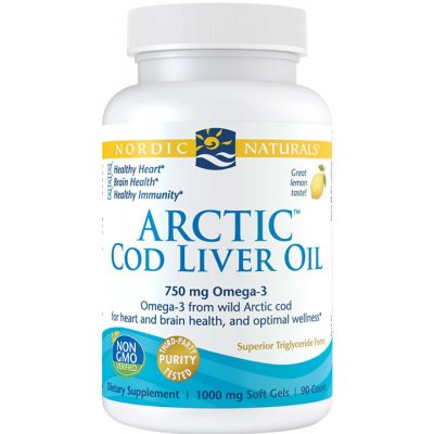 Nordic Naturals Arctic Cod Liver Oil 750 mg Lemon 90 Softgels
