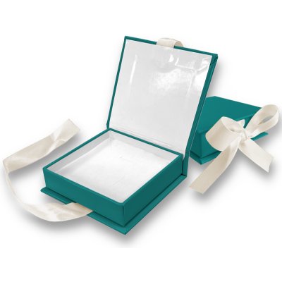 MINET Zelená magnetická krabička na šperky s béžovou stuhou 8 x 8 x 2,5 cm – Hledejceny.cz