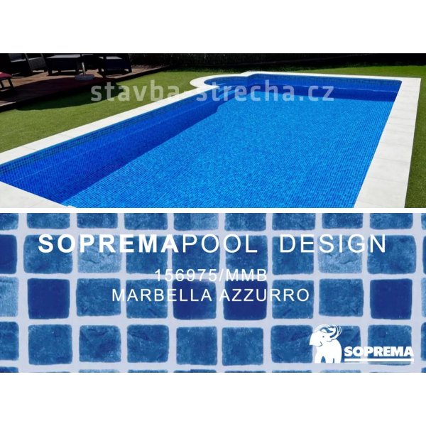 SOPREMAPOOL DESIGN Bazénová PVC fólie, Marbella Azzurro 1,65 x 25 m od 20  810 Kč - Heureka.cz