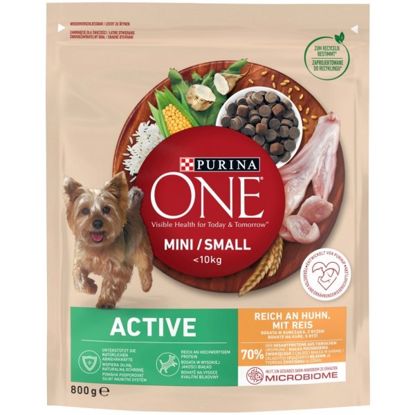 Granule pro psy Purina One Dog Adult Mini/Small Active 8 x 0,8 kg