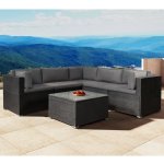Goleto Zahradní polyratanová sestava Nassau černá / tmavě šedá – Zboží Dáma