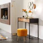 Atmosphera Stolička, taburet SOLARO O 35 cm, hořčicová – Zboží Dáma