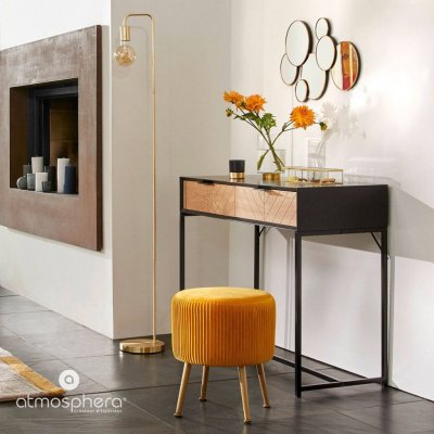 Atmosphera Stolička, taburet SOLARO O 35 cm, hořčicová – Zboží Dáma