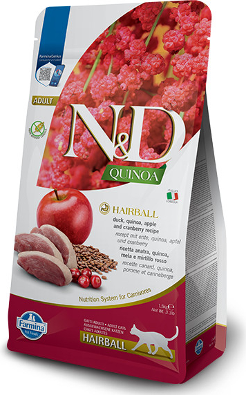 N&D Quinoa Hairball DUCK KACHNA na problémy s VLASOVÝMI KOULEMI 0,3 kg