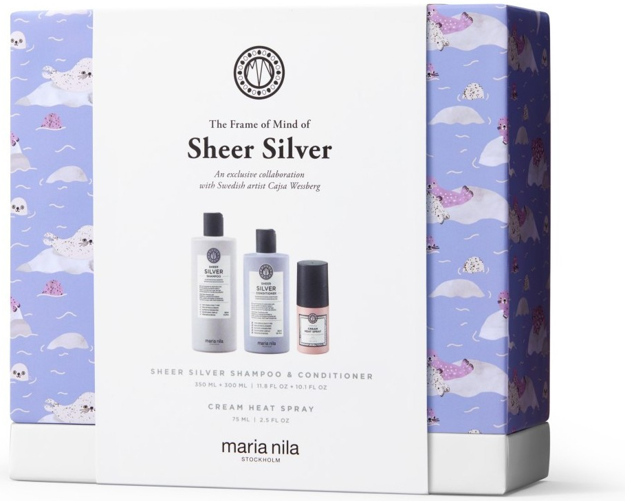 Maria Nila Sheer Silver šampon 350 ml + kondicionér 300 ml + sprej 75 ml dárková sada