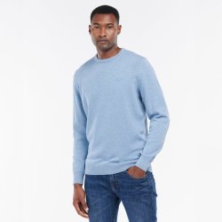 Barbour jemný svetr z pima bavlny Pima Cotton Crew Neck Jumper Dark Chambray