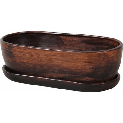 Truhlík s podmiskou KAKTUS WOOD tmavě hnědý 28 cm – Hledejceny.cz