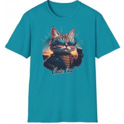 Tričko s potiskem Cute Cat Unisex Softstyle Tropical Blue