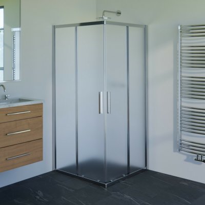 Kout sprchový Wecco SHINY 800×800 mm lesklý hliník/matné sklo – Sleviste.cz