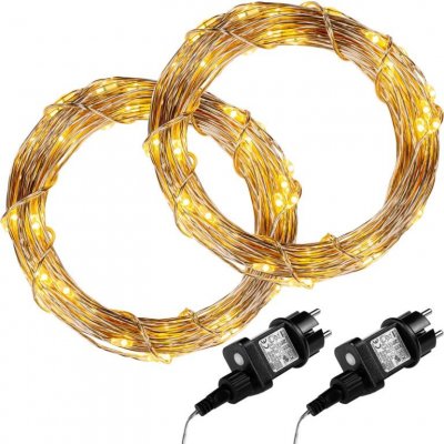 Voltronic 68047 Sada 2 kusů světelných drátů 200 LED teple bílá