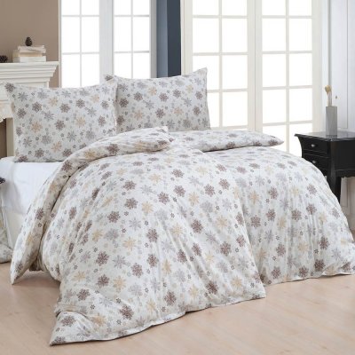 Matějovský povlečení WINTER GLOW vločky béžové flanel premium 140x200 70x90 – Zboží Mobilmania