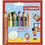 Stabilo Pastelky Woody 3in1, sada 6 ks v pouzdru s ořezávátkem – Sleviste.cz