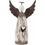 Dekorace dřevěná figurka anděl se srdíčkem Angel Rustic S 7*3*12 cm Clayre & Eef – Hledejceny.cz