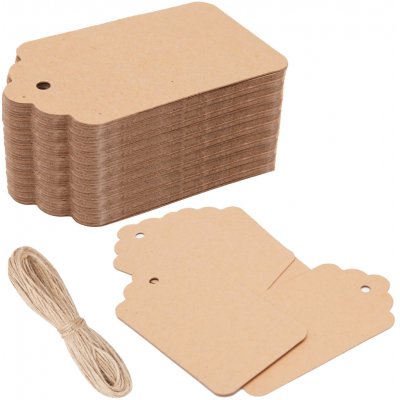 Visačky na dárky 150 ks, 7 × 4 cm, přírodní jutový provázek – Sleviste.cz