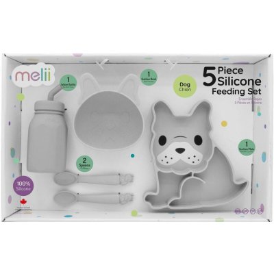 Melii Dětská silikonová jídelní sada Buldoček 5 ks – Zboží Dáma