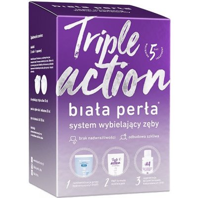 White Pearl Triple Action bieliaca zubná pasta 30ml + bieliaci gél 50ml + oplachovací prípravok 100ml + formovacie vaničky x3