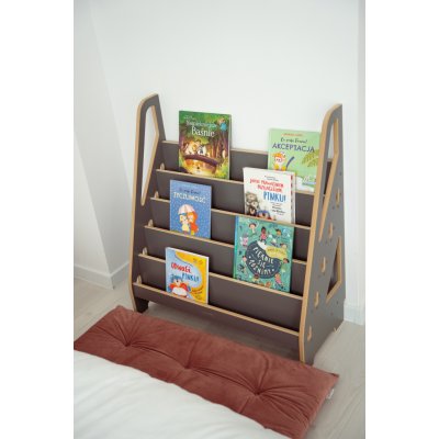 Vingo Otevřená montessori knihovna pro děti od 1 roku (šedá), 83x90 cm – Sleviste.cz