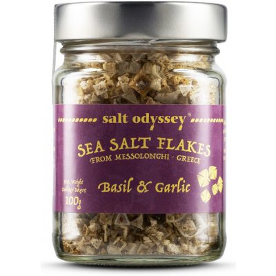 Salt Odyssey mořská sůl ve vločkách bazalka a česnek 100 g – Zboží Dáma