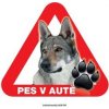 Autovýbava Grel nálepka na sklo pozor pes v autě československý vlčák