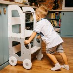 Family scl Montessori učící věž s motivem auta 3v1 Bílá Šedá – Zboží Dáma