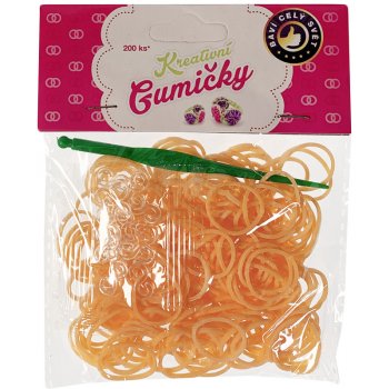 Loom Bands pletací gumičky svítící ve tmě oranžové 200ks + háček