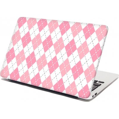 Sablio Samolepka na notebook Růžové a bílé kosočtverečky - 29x20 cm – Zboží Živě