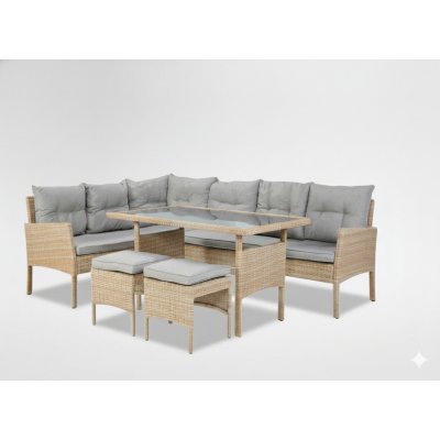 Garden Line BERNO Béžový + šedé polštáře – Sleviste.cz