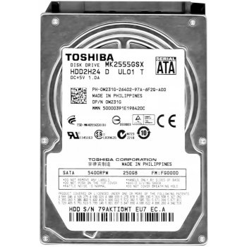 Toshiba 250GB SATA II 2,5", MK2555GSX