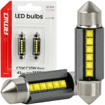 AMIO LED žárovky sufit 41mm C5W C10 bílá, 6SMD 2525, Canbus, 12/24V – Hledejceny.cz