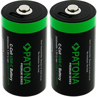 PATONA nabíjecí baterie LR14 (C) Li-lon 2300mAh 1,5V s USB-C nabíjením, 2ks v balení – Zboží Živě