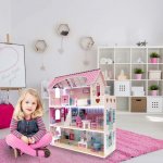 KIK Domeček pro panenky LED s příslušenstvím 70 cm – Zboží Dáma