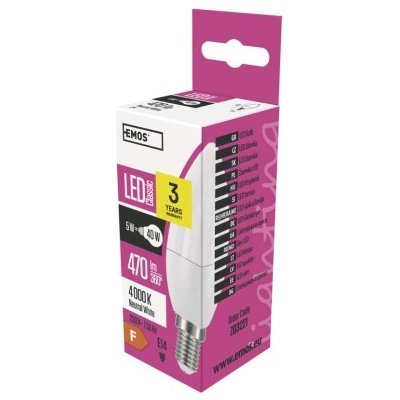 Emos LED žárovka Classic svíčka E14 5 W 40 W 470 lm neutrální bílá ZQ3221 – Hledejceny.cz