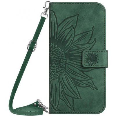 Protemio 100732 ART SUNFLOWER Peněženkový obal se šňůrkou pro Xiaomi Redmi Note 14 zelený – Zboží Živě