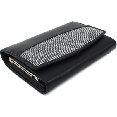Černobílá dámská kožená rámová peněženka 511-6236B-60/T – Zboží Mobilmania