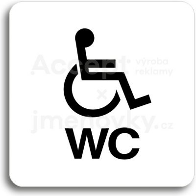 ACCEPT Piktogram WC invalidé (imobilní) - bílá tabulka - černý tisk bez rámečku – Zboží Mobilmania