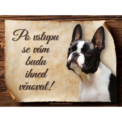 Sport hobby Cedulka Bostonský teriér Po vstupu CP1386 20 x 15 cm – Zboží Dáma
