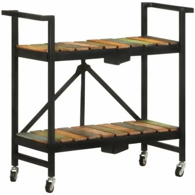 Servírovací stolek kolečka kov masivní dřevo černá vícebarevné NoBi BENJI – Zboží Mobilmania