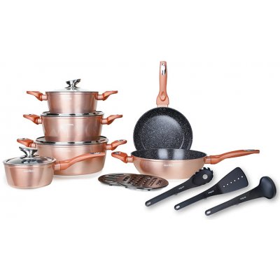 BestBerg 15 ks sada nádobí s mramorovým povrchem BBN-1015RG rosegold – Zboží Dáma